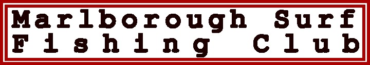 Logo of the Marlborough Surf Fishing Club with text in bold black font on a white background, framed by a red border.